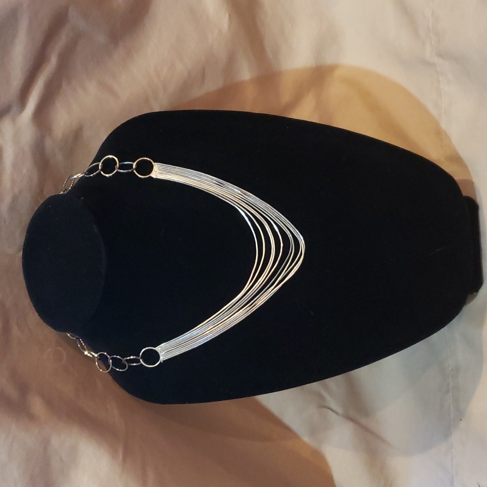 Silver, Layered Necklace Adjustable - 20"